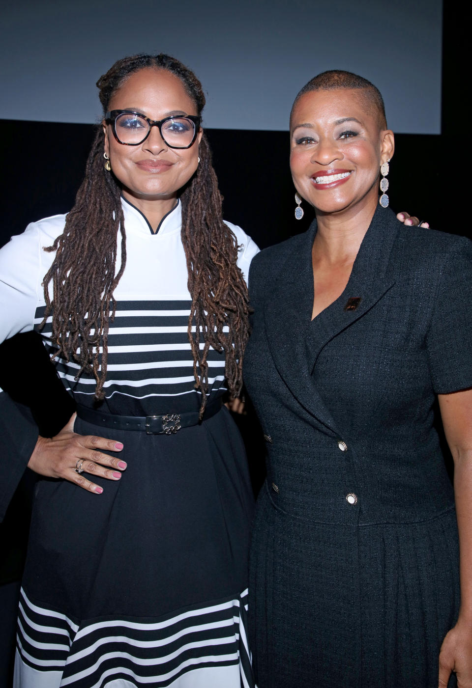 Ava DuVernay and director and president of the Academy Museum of Motion Pictures Jacqueline Stewart attend the press preview for the Academy Museum’s exhibit “Regeneration: Black Cinema 1898-1971.” - Credit: Robin L Marshall/Getty Images