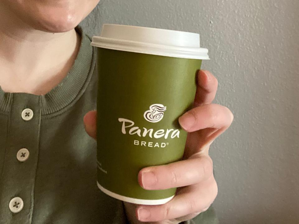 paige bennett holding panera chai latte