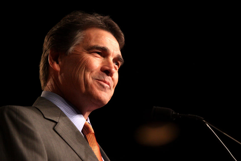 At a Tea Party event Monday night, <a href="http://www.huffingtonpost.com/2012/12/18/rick-perry-guns-in-schools_n_2322185.html">Perry praised a Texas school system that allows some staff to carry concealed weapons to work</a> and encouraged local school districts to make their own policies. 