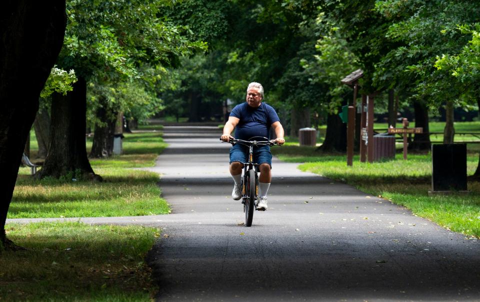 People braving the heat at Neshaminy State Park in Bensalem on Thursday, July 27, 2023.