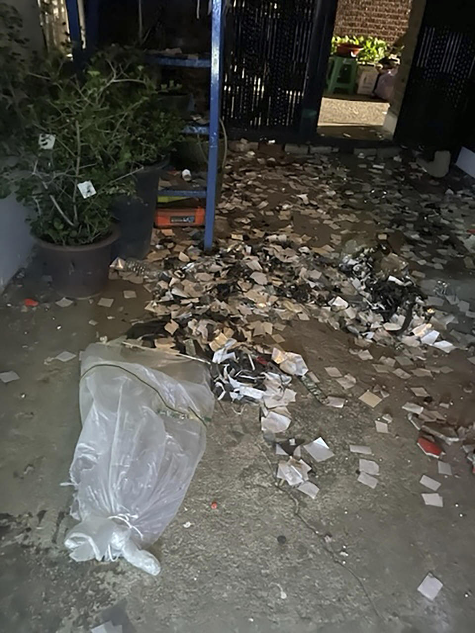 This photo provided by South Korea Defense Ministry, shows trash from a balloon presumably sent by North Korea, in Seoul, South Korea, Wednesday, May 29, 2024. In another sign of tensions between the war-divided rivals, South Korea's Joint Chiefs of Staff said North Korea also has been flying large numbers of balloons carrying trash toward the South since Tuesday night, in an apparent retaliation against South Korean activists for flying anti-Pyongyang propaganda leaflets across the border. (South Korea Presidential Office via AP)