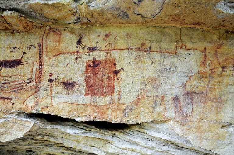 Image provided by the Museum of the American Man Foundation shows cave art in a cavern at Serra da Capivara National Park in Brazil