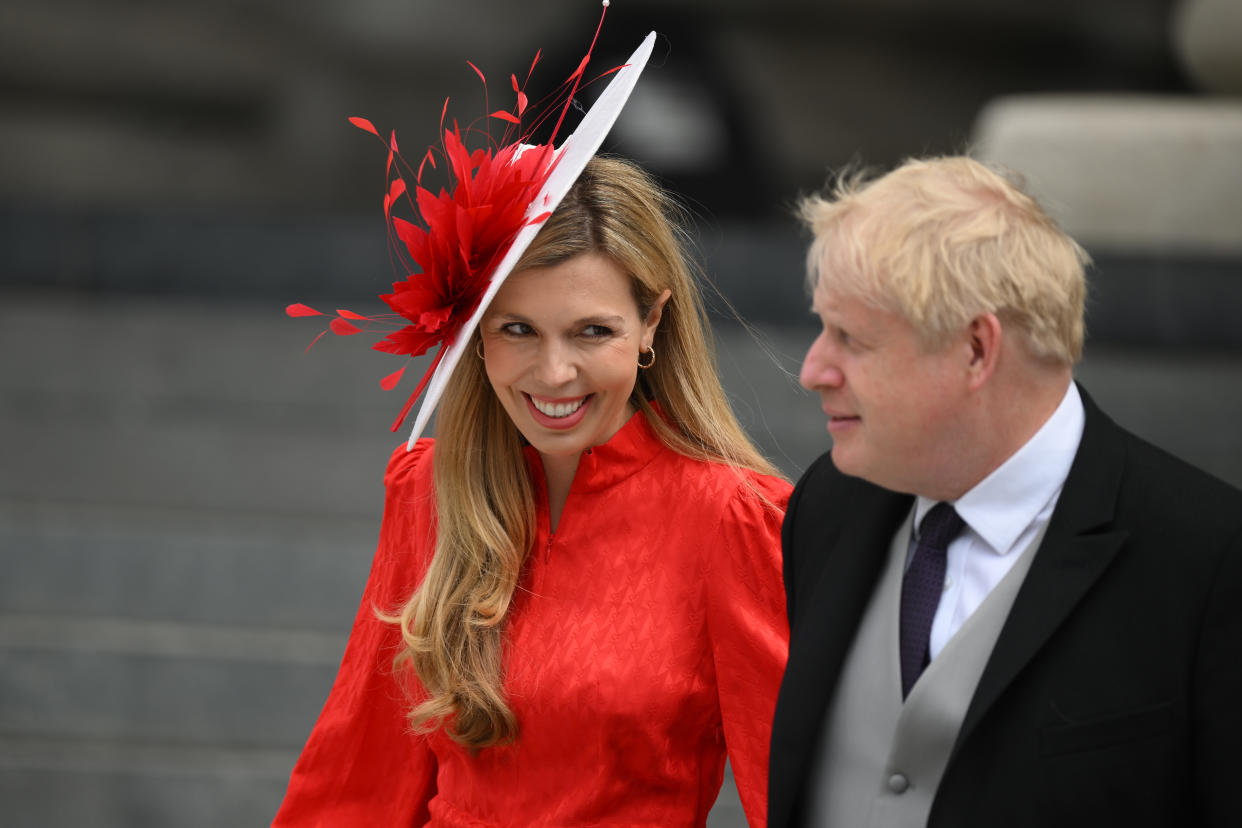 Prime Minister Boris Johnson and wife Carrie Johnson at the National Service of Thanksgiving at St Paul's Cathedral, London, on day two of the Platinum Jubilee celebrations for Queen Elizabeth II. Picture date: Friday June 3, 2022.