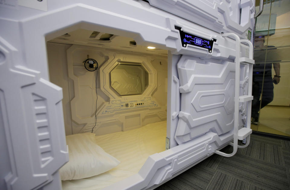 Inner view of a capsule bed unit is pictured at Xiangshui Space in Beijing's Zhongguancun area, China July 11, 2017. REUTERS/Jason Lee