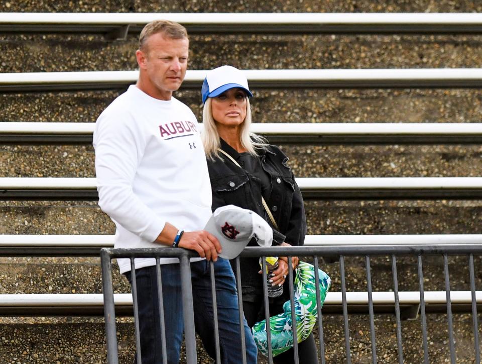 Auburn University head football coach Brian Harsin looks on during the Auburn High School vs. Hoover High School game at Cramton Bowl in Montgomery, Ala., on Friday evening August 19, 2022.