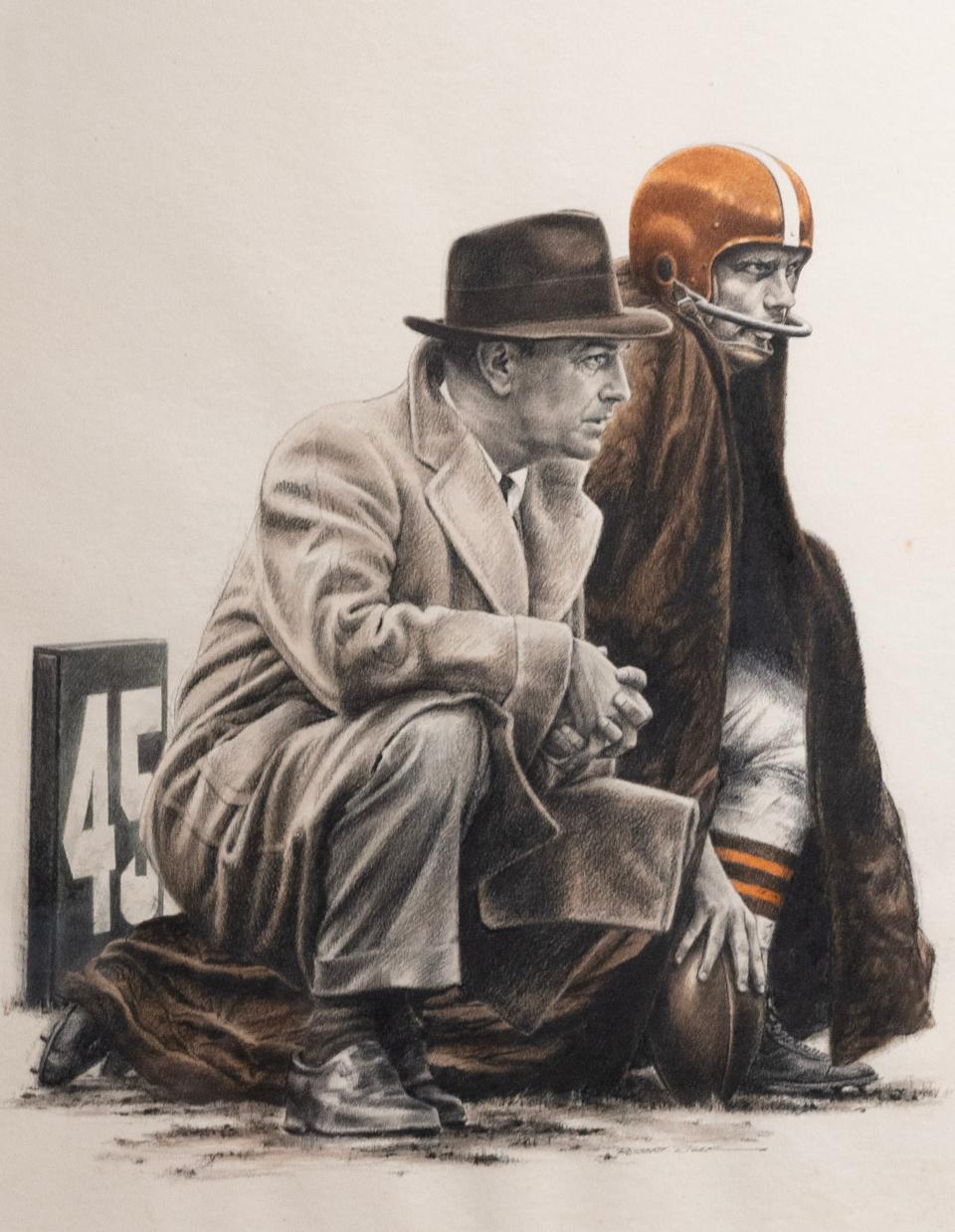 Based off an original photograph, this illustration of Paul Brown was the cover of the Oct. 8, 1956, edition of Sports Illustrated.
