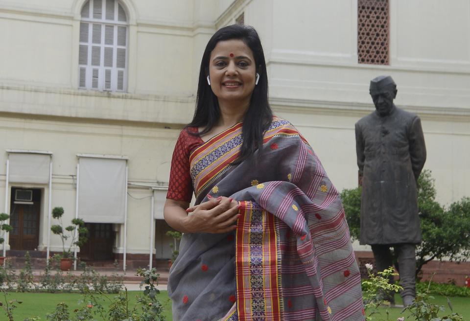 TMC MP Mahua Moitra clicked at the Parliament House during the Budget Session in New Delhi. (Photo by Pankaj Nangia/India Today Group/Getty Images)