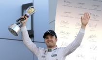 Formula One - Russian Grand Prix - Sochi, Russia - 1/5/16 - Mercedes F1 driver Nico Rosberg of Germany holds his trophy after the Russian Grand Prix. REUTERS/Maxim Shemetov