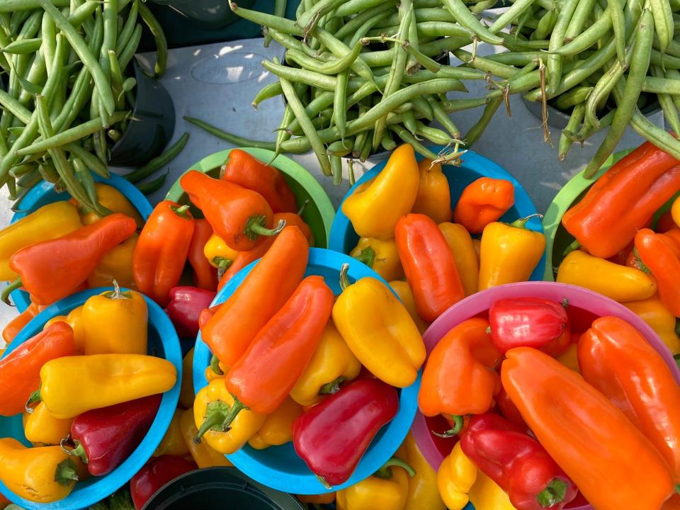 Vegetables for sale April 17, 2021, at the Third Street South Farmers Market in Naples, Florida.