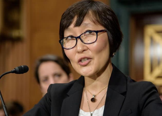 Saule Omarova speaks during a September 2018 Senate banking committee hearing titled 