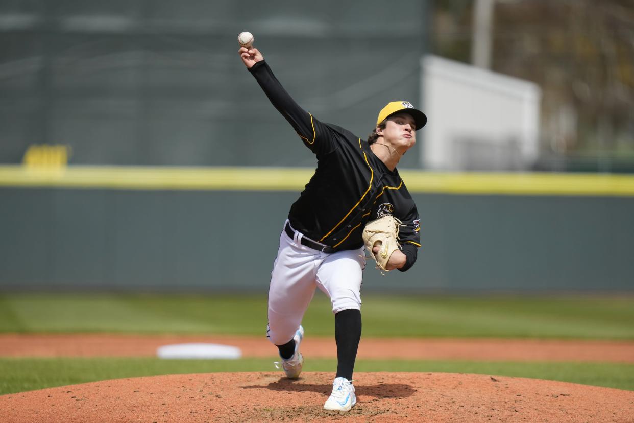 Detroit Tigers right-hander Jackson Jobe pitches for the Double-A Erie SeaWolves in 2024.