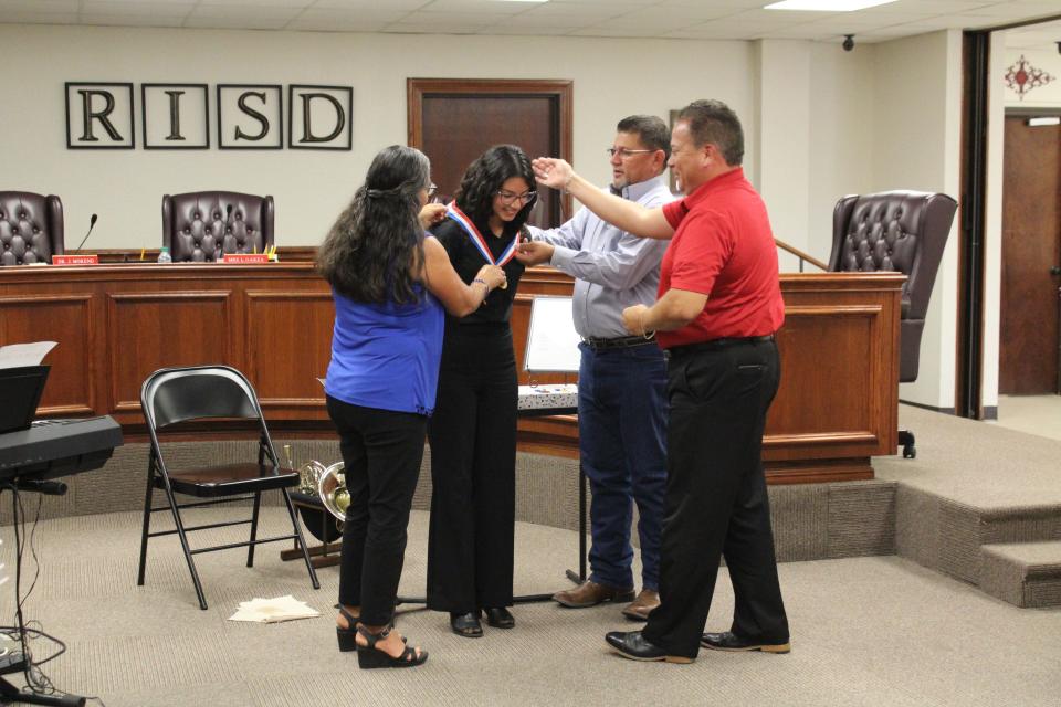 Robstown ISD student Sonya Tobias earned an outstanding performer designation at Texas State Solo-Ensemble Contest. She was presented with a medal June 20, 2022, at Robstown ISD.