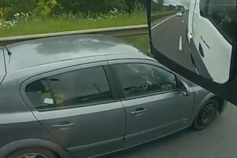 The driver was caught by police in a 'spy truck' on the M6