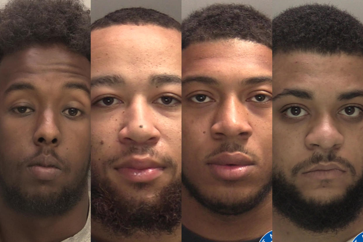 Four men jailed for total of 113 years for involvement in horrifying drive-by shooting murder. (SWNS)