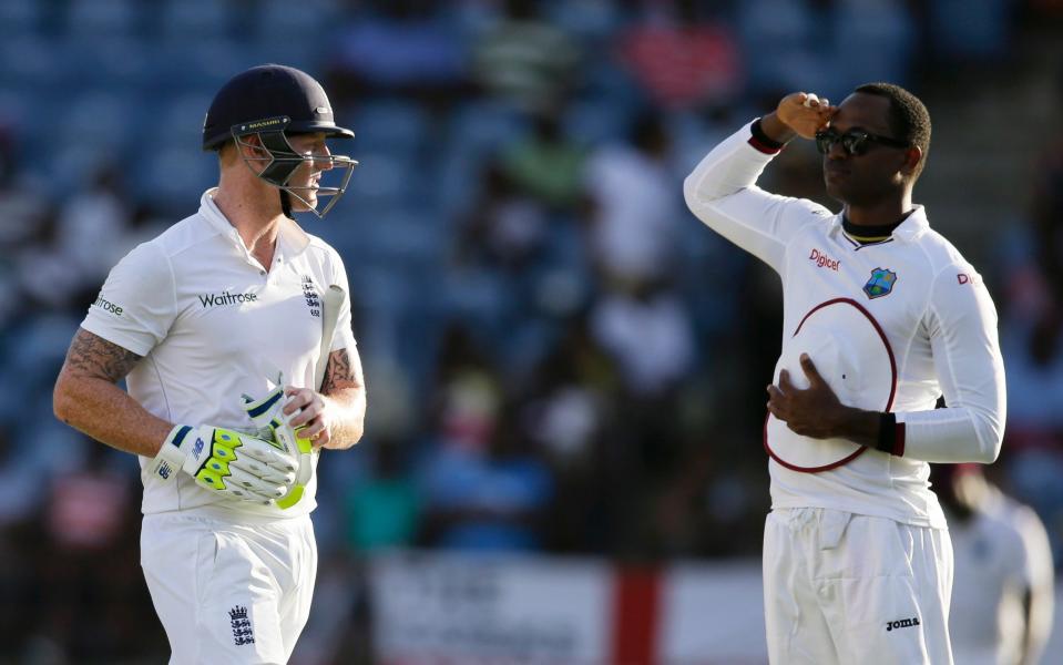 Marlon Samuels saluted Ben Stokes after the England player was dismissed during a Test match in 2015 - AP