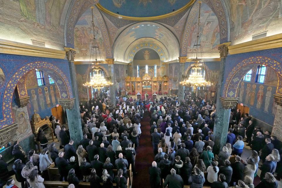 Organizers estimated that over 1,000 people attended the Holy Liturgy service with Serbian Patriarch Porfirije at St. Sava Serbian Orthodox Cathedral congregation on South 51st Street in Milwaukee on Sunday, Jan. 29, 2023. It was Serbian Patriarch Porfirije’s first visit to the U.S. since becoming patriarch in February 2021. The St. Sava Serbian Orthodox Cathedral was also celebrating the 110th anniversary of their church.