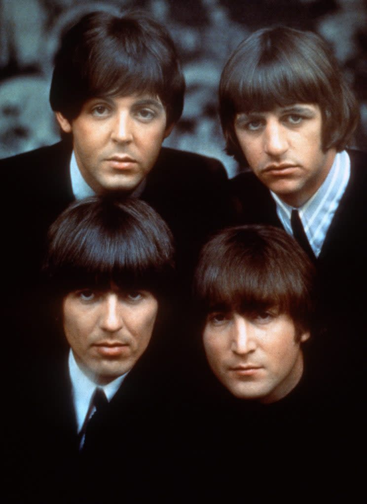 Clockwise from top left: Paul McCartney, Ringo Starr, John Lennon and George Harrison of The Beatles