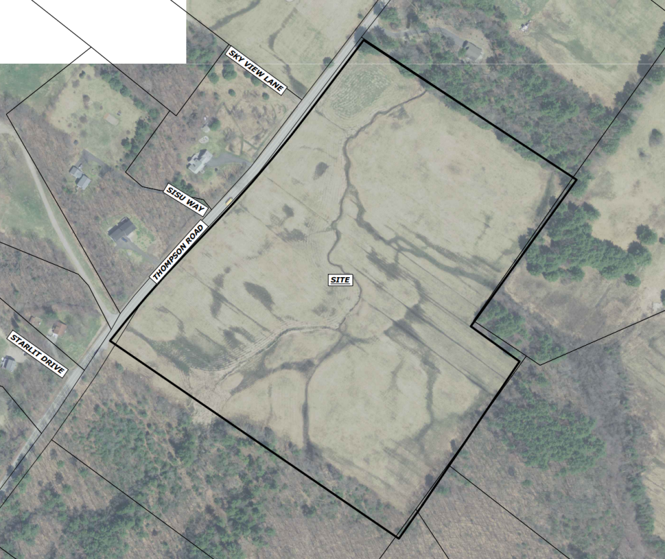 Here is a current, overhead look at the 27-acre field off Thompson Road in Kennebunk, Maine, that is being proposed as the site for a new house and duplexes.