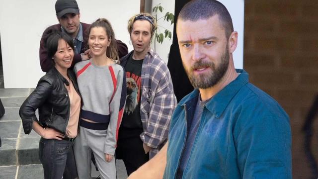 Justin Timberlake tackled at Paris Fashion Week with wife Jessica Biel