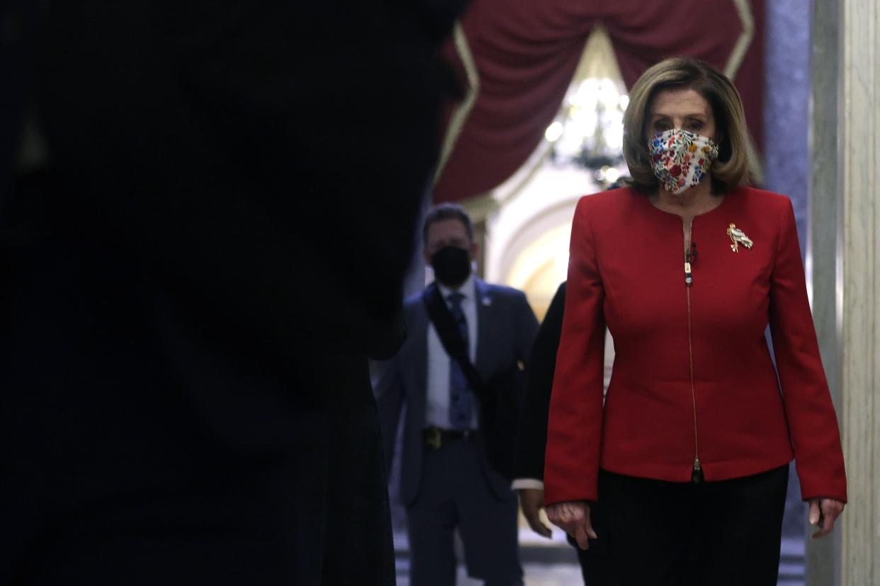 Speaker Nancy Pelosi is promising consequences for Donald Trump and Republican lawmakers whose ‘stop the steal’ rhetoric fueled the movement that culminated in the siege of the Capitol last week. (Getty Images)