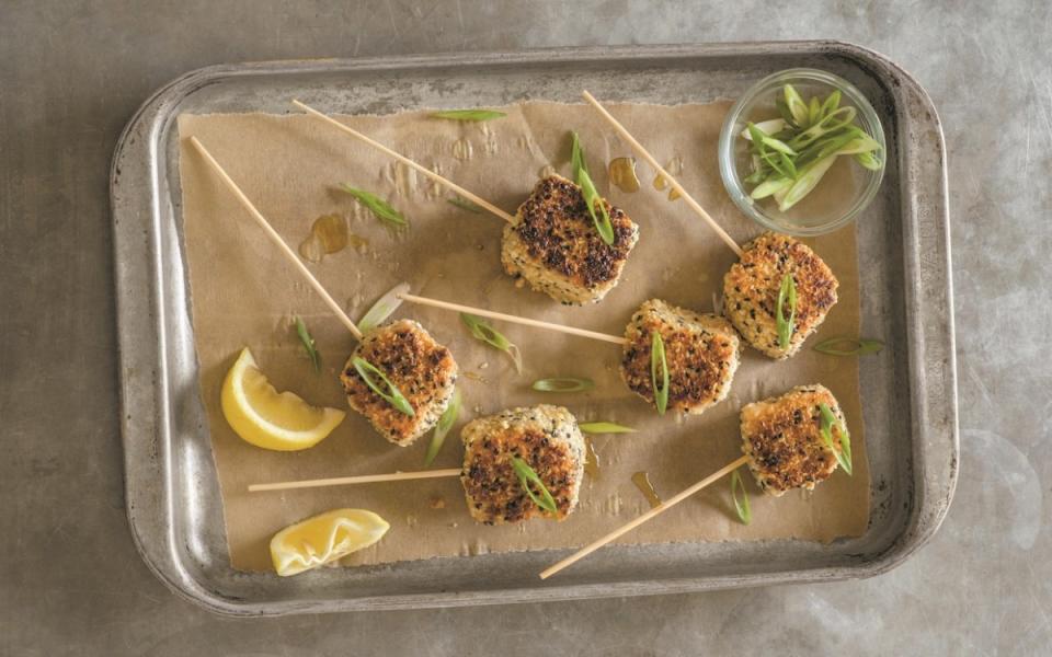 <p>Ben Fink</p><p>Salmon, nuts and seeds are a home-run flavor combo in these.</p><p><strong>Get the recipe: <a href="https://parade.com/853490/parade/cashew-crusted-salmon-skewers/" rel="nofollow noopener" target="_blank" data-ylk="slk:Cashew-Crusted Salmon Skewers;elm:context_link;itc:0;sec:content-canvas" class="link ">Cashew-Crusted Salmon Skewers</a></strong></p>