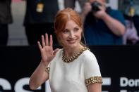 <p>Jessica Chastain le 23 septembre 2021 à Saint-Sébastien. </p>