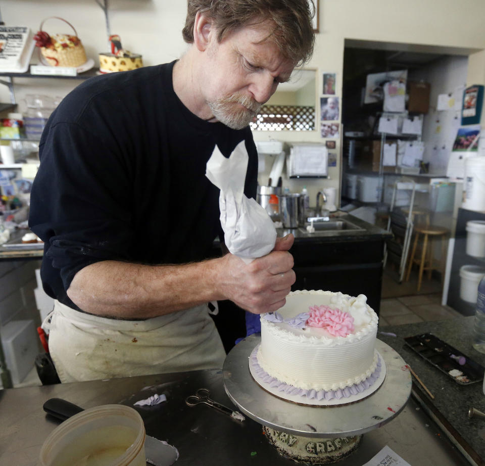 Masterpiece Cakeshop owner Jack Phillips at his store in 2014. (Photo: Brennan Linsley/AP)
