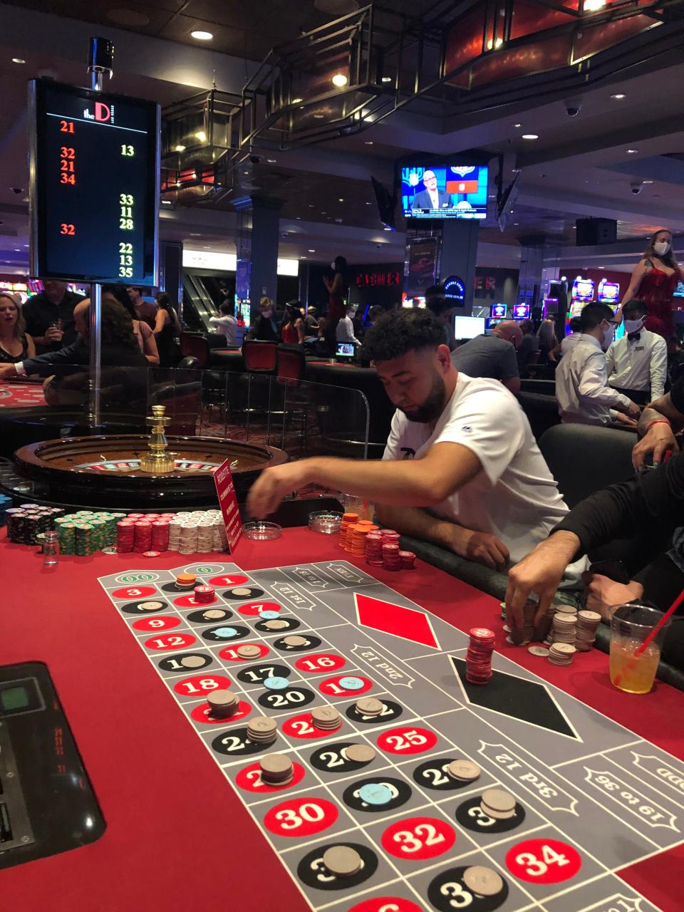 Johnny Lujan from Los Angeles plays roulette at the D Casino in Las Vegas June 3, 2020.