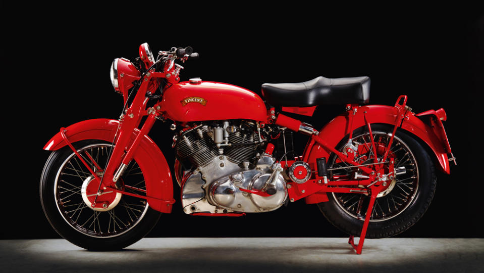 The one-of-a-kind 1951 Vincent Series C "Red" White Shadow.