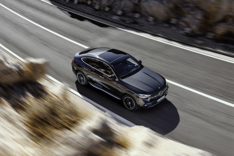 <p>The <a href="https://www.caranddriver.com/mercedes-benz/glc-coupe" rel="nofollow noopener" target="_blank" data-ylk="slk:2024;elm:context_link;itc:0" class="link ">2024 </a><a href="https://www.caranddriver.com/mercedes-benz/glc-coupe" rel="nofollow noopener" target="_blank" data-ylk="slk:Mercedes-Benz GLC Coupe;elm:context_link;itc:0" class="link ">Mercedes-Benz GLC Coupe</a> follows its squarer counterpart into a new generation. Along with new exterior and interior styling, the GLC Coupe has slightly bigger dimensions than its predecessor. Mercedes hasn't yet announced pricing, but we expect the 2024 GLC Coupe to start around $60K when it goes on sale later in 2023.</p><p><a class="link " href="https://www.caranddriver.com/news/a43300021/2024-mercedes-benz-glc-coupe-revealed/" rel="nofollow noopener" target="_blank" data-ylk="slk:Read the Full Story;elm:context_link;itc:0">Read the Full Story</a> </p>