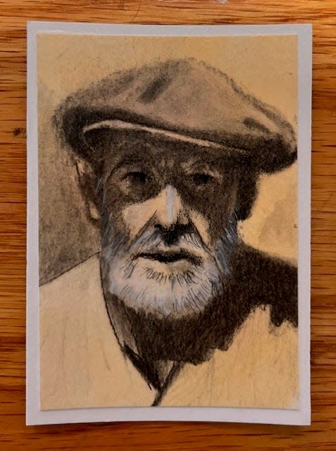 Tim Wiegenstein’s charcoal and pencil artist trading card.
