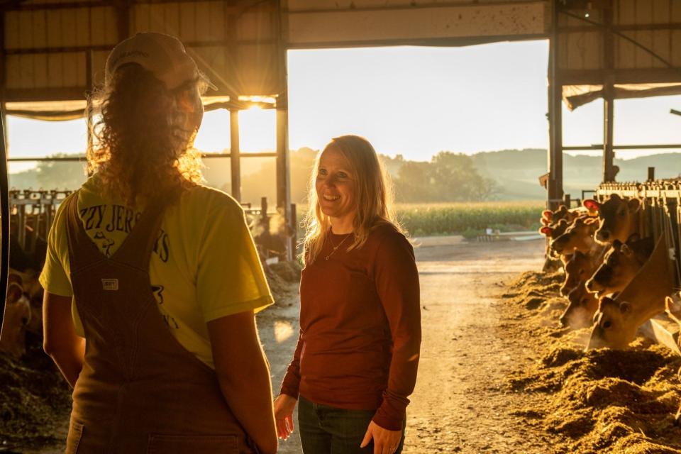 Karen Endres works as the farmer wellness coordinator at Wisconsin Farm Center's Farmer Wellness Program, part of the Wisconsin Department of Agriculture, Trade and Consumer Protection. She frequently pays visits to fellow farmers to learn about their specific mental health needs.