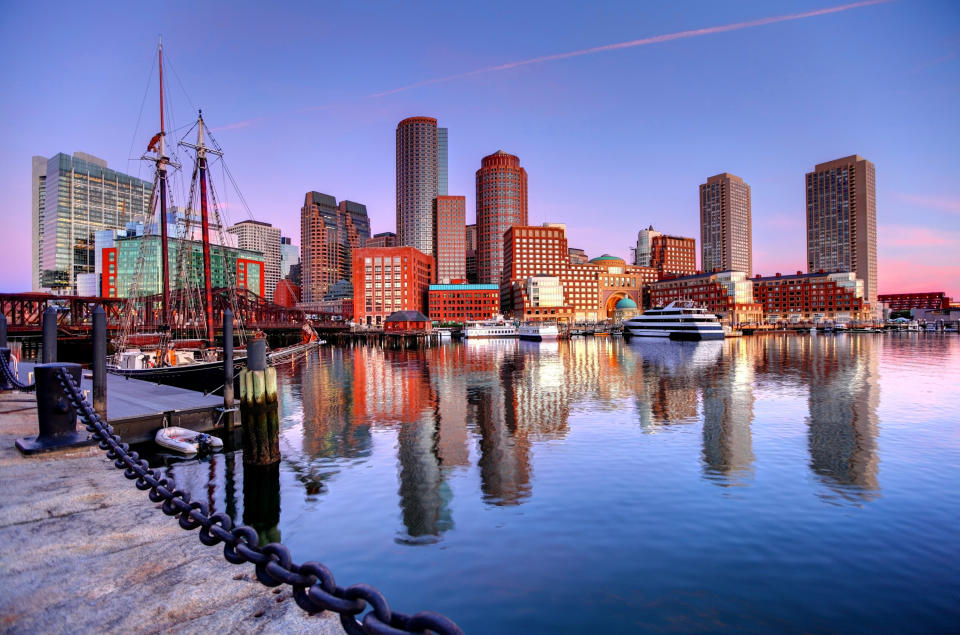 Downtown Boston skyline at dusk