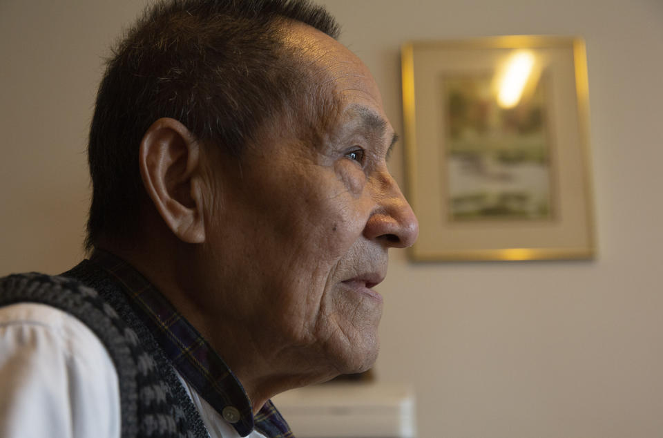 Bao Tong, aide to the late reform-minded former Communist Party general secretary, Zhao Ziyang, speaks at his home in Beijing on April 23, 2014. Bao Tong, a leading voice for political reform in the Chinese Communist Party who was purged after the bloody 1989 Tiananmen Square crackdown, has died on Wednesday, Nov. 9, 2022 at age 90. (AP Photo/Ng Han Guan)