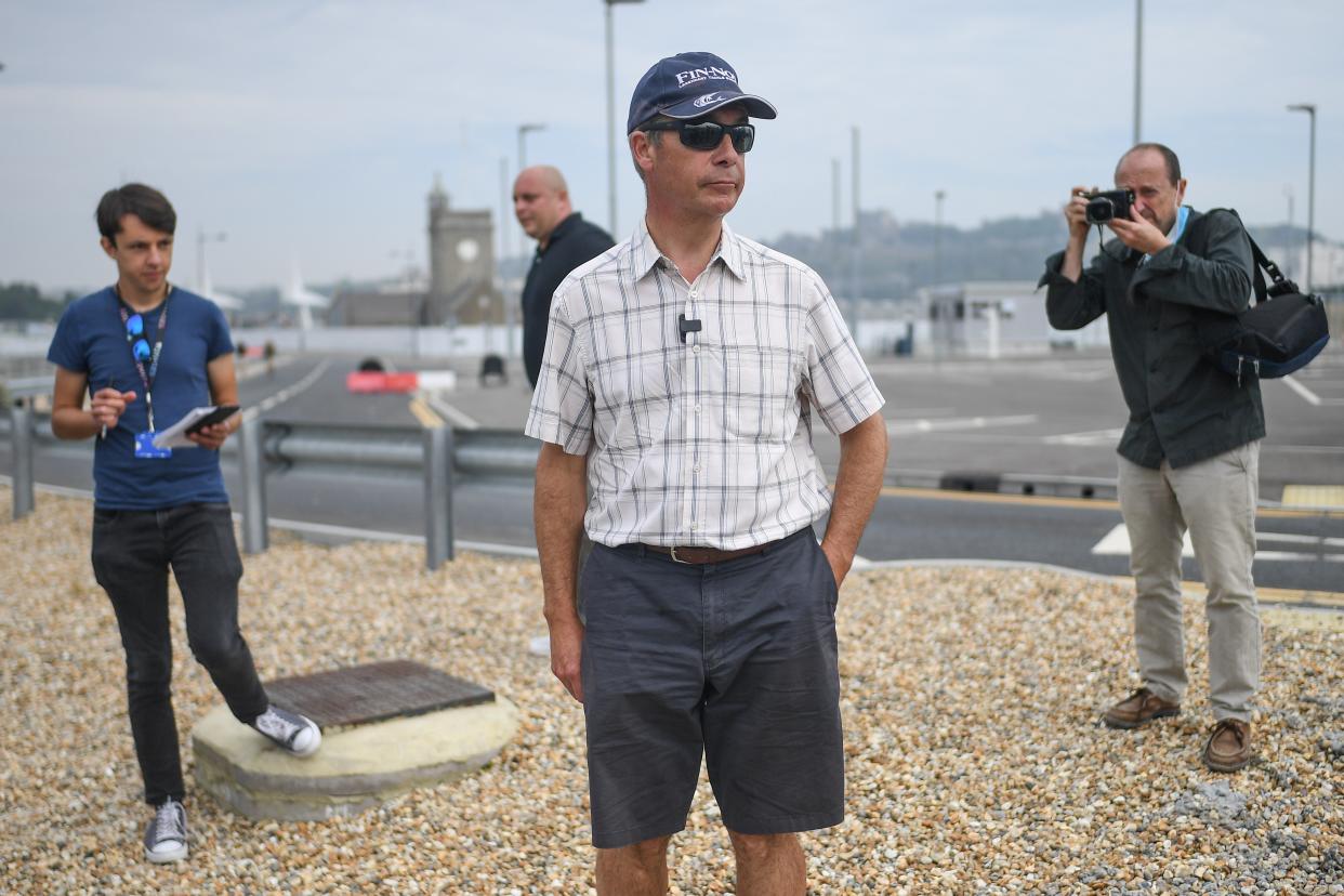 Nigel Farage in Dover last summer. His Covid claims were swiftly shot down by the Home Office (Getty Images)