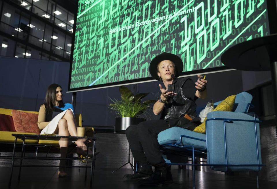 <div class="inline-image__caption"><p>Laurie Segall of CNN and Brock Pierce during the Sime Awards at Epicenter on November 16, 2017, in Stockholm, Sweden.</p></div> <div class="inline-image__credit">Nils Petter Nilsson/Getty</div>