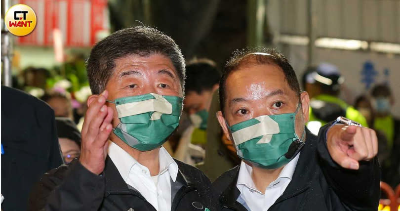 前國策顧問黃承國（右）日前出席民進黨台北市長參選人陳時中（左）政策說明會。（圖／黃耀徵攝）