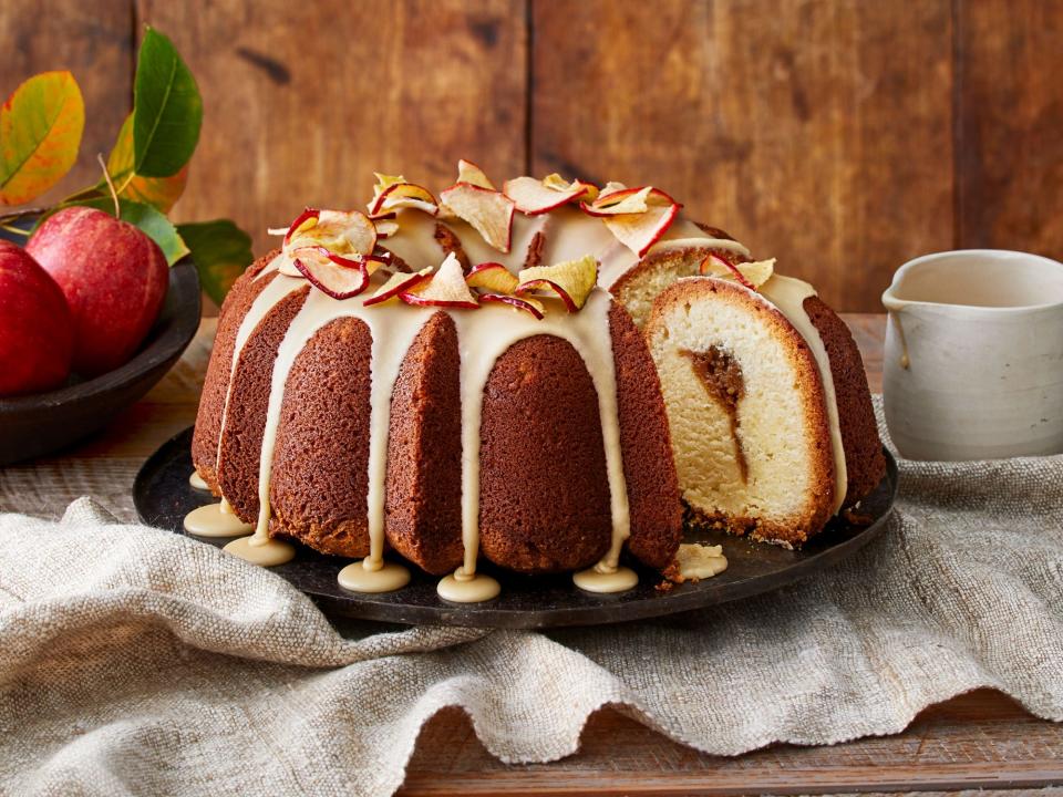 Apple Butter Pound Cake with Caramel Frosting