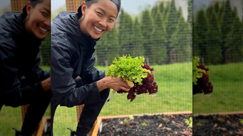 Kristen Kish in the garden