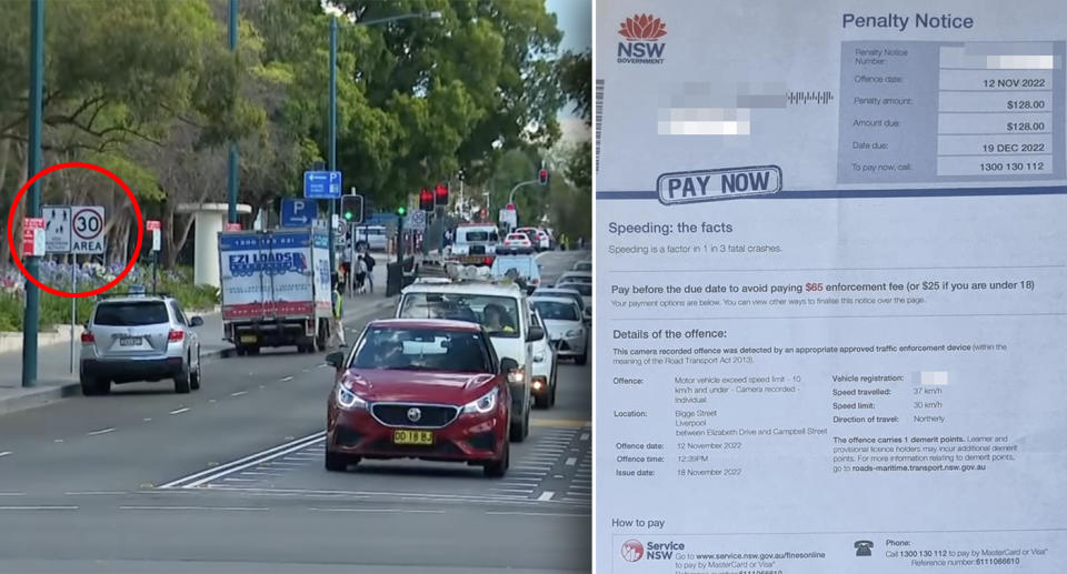 A 30km/h speed limit sign is set up next to a busy road in Liverpool.