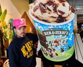 <p>In honor of Teacher Appreciation Week, Chance The Rapper and his non-profit SocialWorks serve up free scoops of his Ben & Jerry's flavor, Mint Chocolate Chance, at Chicago's Navy Pier on May 2.</p>