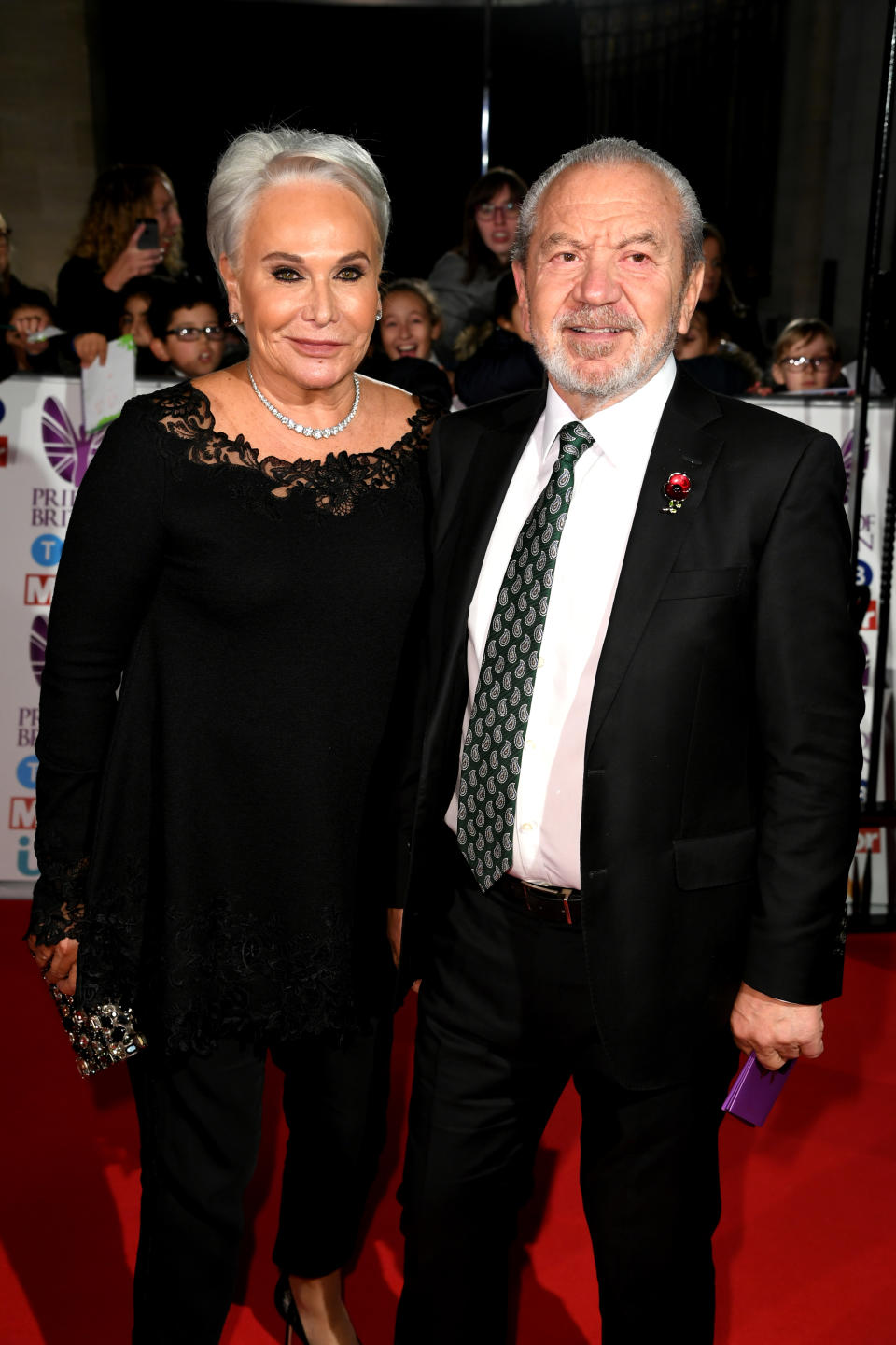 Alan Sugar and his wife Ann attending the Pride of Britain Awards 2017 held at Grosvenor House, London. Photo credit should read: Doug Peters/EMPICS Entertainment
