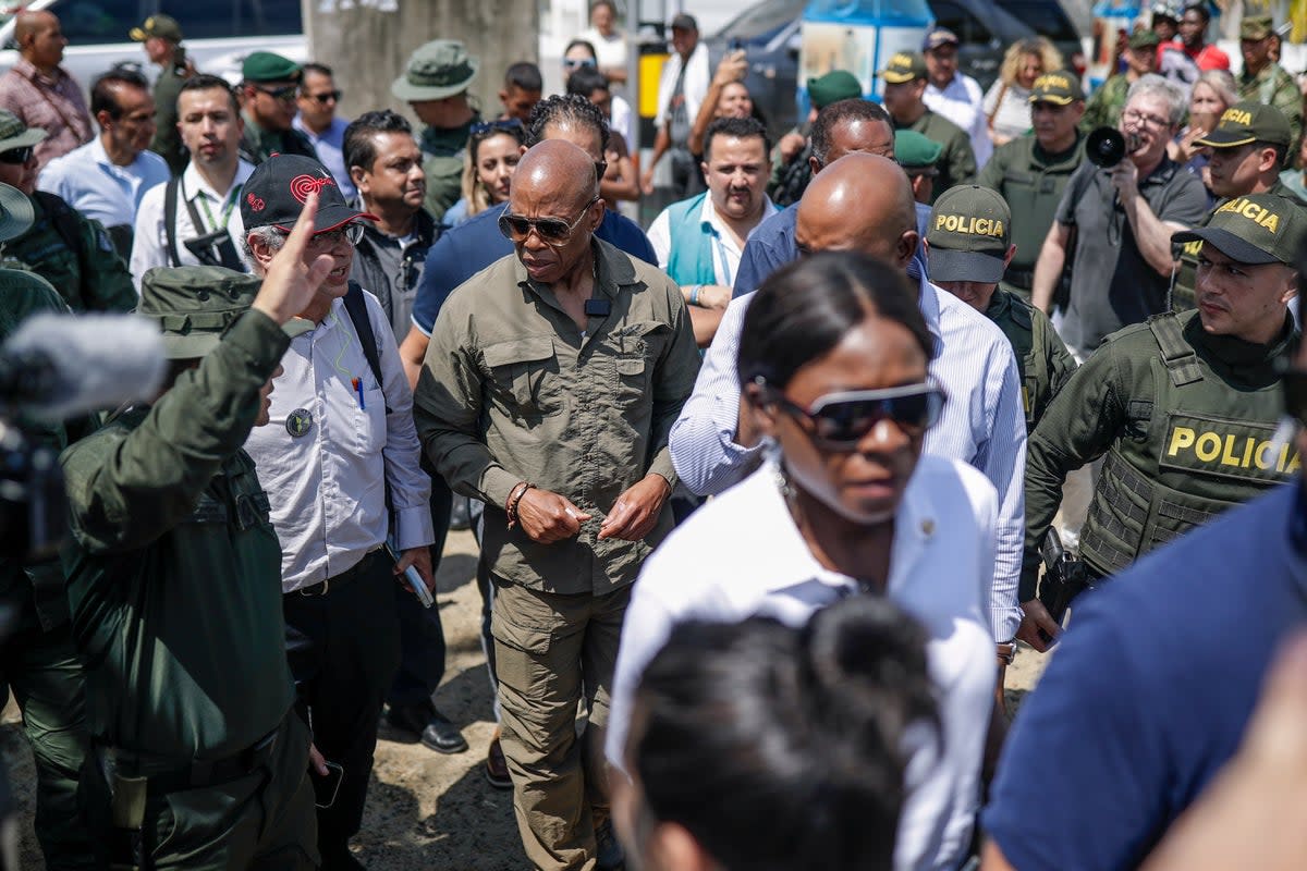 New York City Mayor Eric Adams arrives to Necocli, Colombia, Saturday, Oct. 7, 2023 (Associated Press)