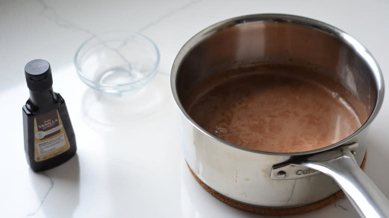 chocolate and cream in pot