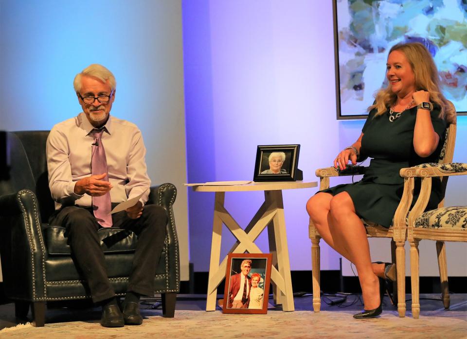 Tom Britt interviews Dr. Lisa Piercy on stage during the Circles of Hope Telethon held at the Carl Perkins Civic Center in Jackson on Sunday, August 21, 2022. The telethon raised more than $1.5 million for the Carl Perkins Centers for the Prevention of Child Abuse. Gail Bailey/The Jackson Sun