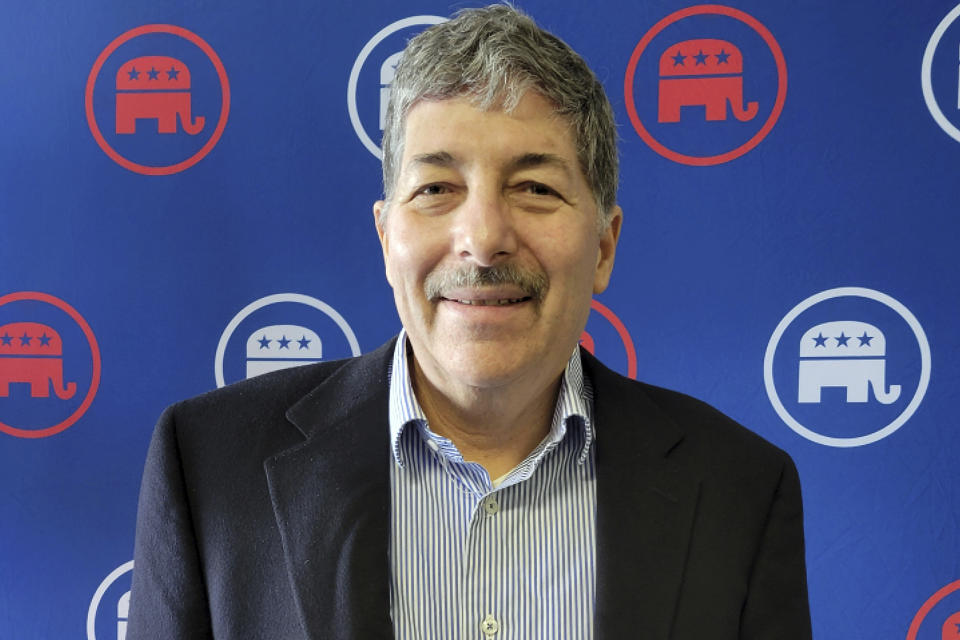 This undated photo shows Michael Goldstein, Republican primary candidate for U.S. Congress in Connecticut's 4th District. Republicans in the state's 4th Congressional District will choose, Tuesday, Aug. 9, 2022, between the party-endorsed candidate, Darien First Selectman Jayme Stevenson and Michael Goldstein, a doctor and lawyer from Greenwich. The winner will challenge Democratic U.S. Rep. Jim Himes in November. (Goldstein For Congress via AP)