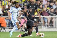 during the second half of an MLS soccer match Saturday, May 4, 2024, in Nashville, Tenn. (AP Photo/George Walker IV)