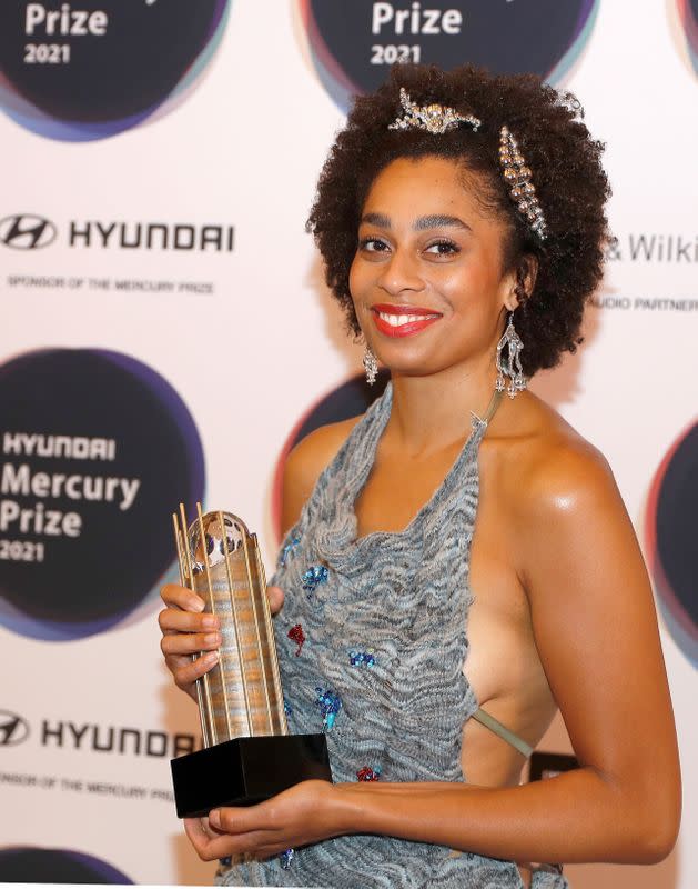 FILE PHOTO: Recording artist Celeste poses for a photograph in the Hyundai Mercury Prize "Albums of the Year" nominations ceremony in London