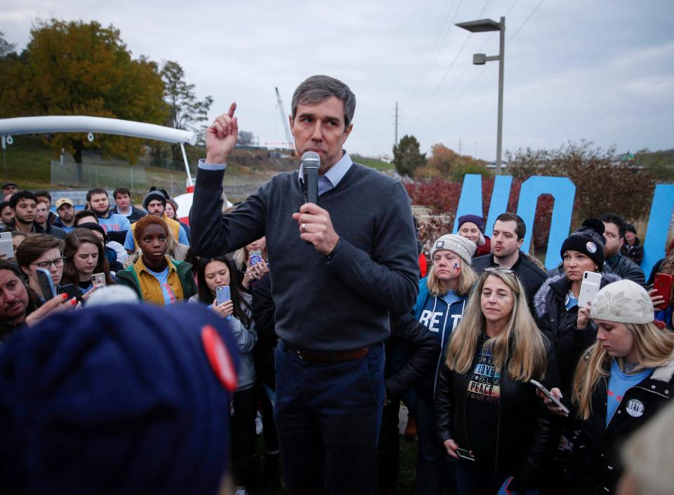 Former Democratic presidential candidate hopeful Beto O'Rourke announces that he is dropping out of the race on Friday, Nov. 1, 2019, before a swarm of heartbroken supporters in Des Moines.