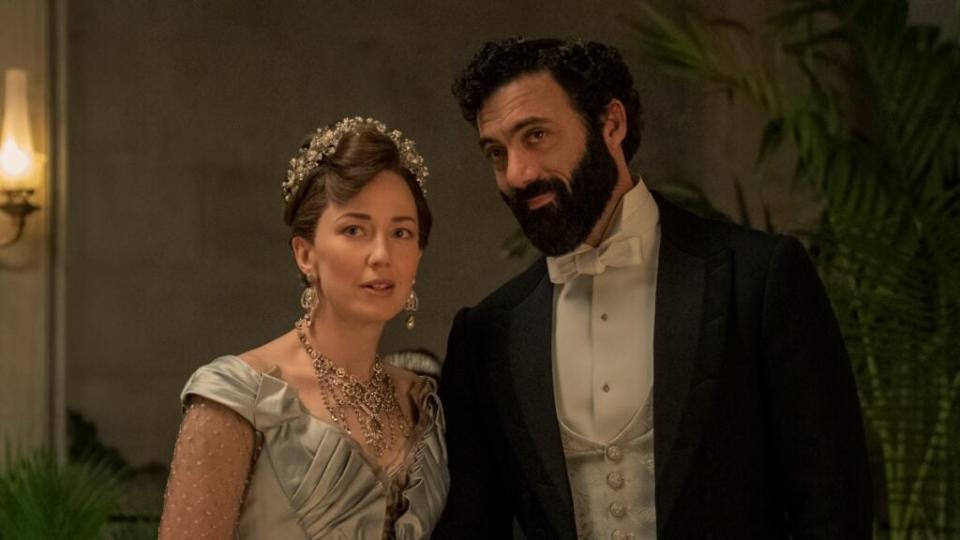 Carrie Coon and Morgan Spector in “The Gilded Age” Season 2 (HBO)